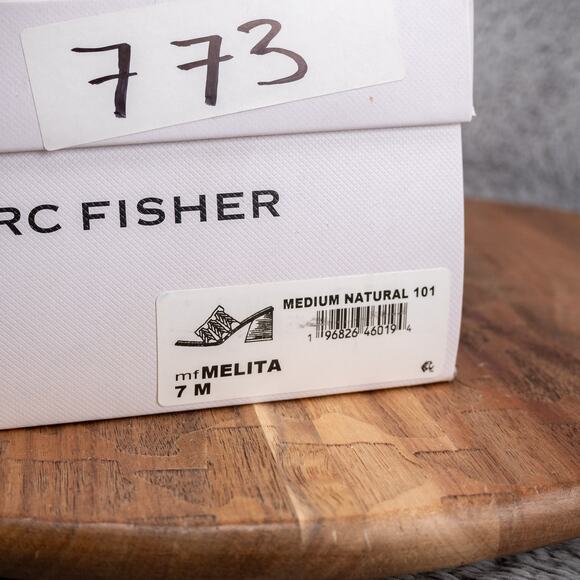 Marc Fisher Sandals Womens 7 M Melita Brown Slip on Strappy Slip-On Block Heels - Picture 6 of 6